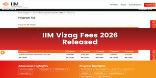 IIM Vizag PGP & EMBA Fee Structure 2026 Released; Check Tuition Fee Here